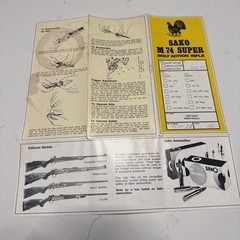 1973 Vintage Original Finland Sako M72 Medium Action Bolt Rifle Owners Manual
