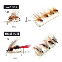 Fly Fishing Flies Kit Assortment Trout Bass with Fly Box Dry/Wet Flies 64pcs