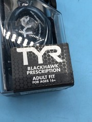 TYR Blackhawk Prescription Swim Goggles Black Adult Fit Negative -4.5 Lenses