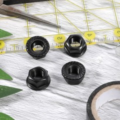 Bicycle Hub Nut Kit 3/8&Prime; Flange Axle Nuts + Safety Washers Black 8pc