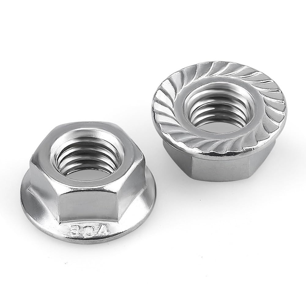 100-pack #10-32 Serrated Flange Nuts, A2 Stainless Steel (304), Vibration-Res…