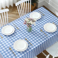 Rectangle Vinyl Tablecloth, 100% 54&Prime; x 78&Prime; (Rectangular) Light Blue Plaid