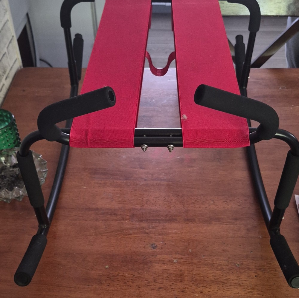 Abdominal Exercise Bench, Padded Metal Frame, Red/Black, Indoor Home Use