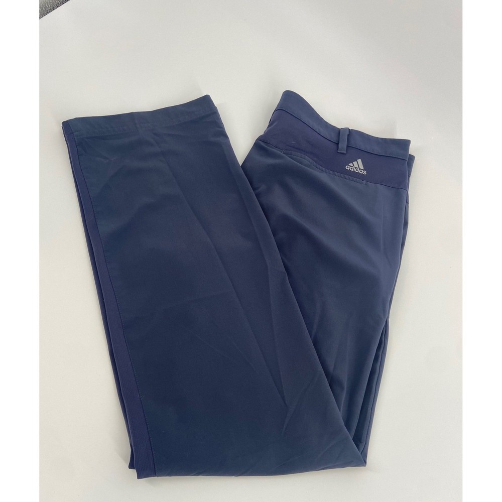 Adidas Golf Pants Mens 36×32 Navy Blue Flat Front Performance Stretch