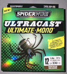Spider Wire Ultracast 12lb Ultimate Mono Monofilament Fishing Line 330 YD Brown