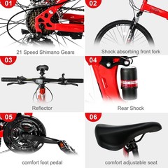 26&Prime; Folding Mountain Bike 21 Speed Men Bikes MTB Bicycle School Dual