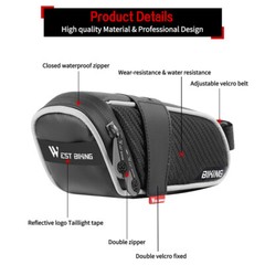 WEST BIKING Waterproof Bicycle Saddle Bag MTB Road Bike Cycling Seat Tail Bag
