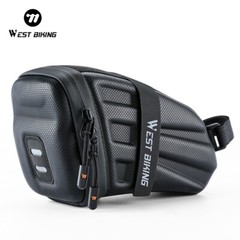 WEST BIKING Bicycle Saddle Bag EVA Carbon Pattern Hard Shell Seat Tail Bag 1.8L