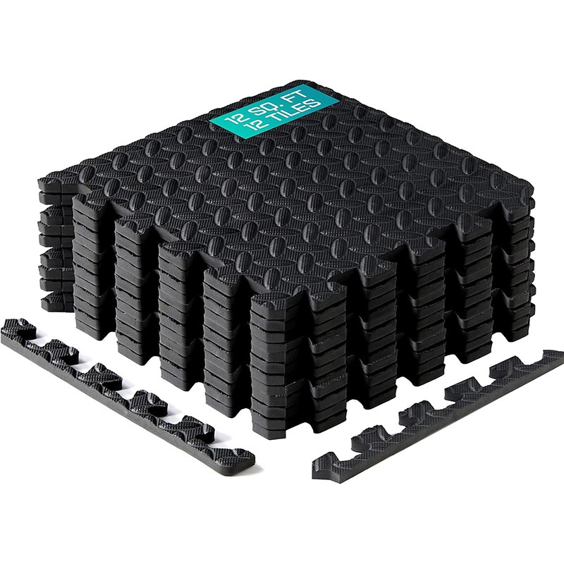 12pcs Puzzle Exercise Mat EVA Interlocking Foam Floor Tiles for Home Gym Workout