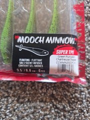 Rapala Crush City 3.5&Prime; Mooch Minnow Green Pumpkin Charteuse Pepper