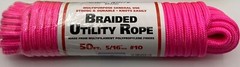 Fluorescent Braided Utility Rope Pink 50 ft
