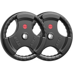 Weight Plates 2&Prime; Rubber Coated Olympic Bumper Grip Strength Training 45lbs Pair