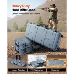 Uimoso 42-Inch Hard Rifle Case, Waterproof & Dustproof Gun Storage, Grey