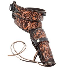 Western Leather Holster Gun Belt 44 / 45 Brown Hand Made Cowboy Revolver Pistol