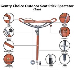 Shooting Stick Spectator Leather Walking Seat Outdoor Shooting Stick Brown Chair