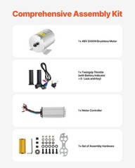 2000W Electric Brushless DC Motor Kit 48V 4300rpm Motor with Speed Controller