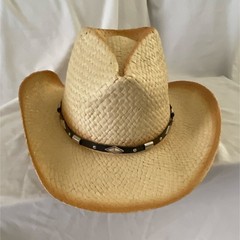 Straw Western Cowboy Hat with Decorative Band Western Style Made in China