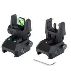 Foldable Iron Sights Flip-up Front and Rear Sight Fiber Optics Dual Aiming Mode