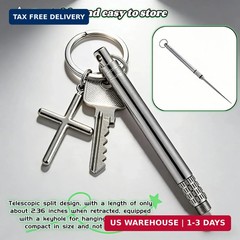 Portable Titanium Toothpick, Multi-Functional Reusable Stainless Steel Silver