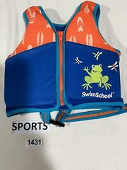 Kids Swim School Life Jacket Zip Up Ages 2-4 Max 33 Pounds Blue Orange