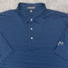 PETER MILLAR Mens Summer Comfort Polo Shirt Golf Performance Blue Geometric LOGO