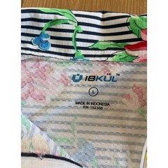 IBKUL Womens Floral Stripe Quarter Zip Sun Shirt Long Sleeve UPF 50 Navy Large