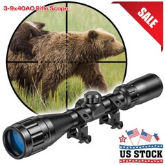 3-9X40AO Hunting Tactical Rifle Scope Crosshair Mil-Dot Reticle with 20mm Mounts