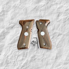 Rosewood Pistol Grips for Beretta 92 92FS 96 with Silver Medallion Hardware Set