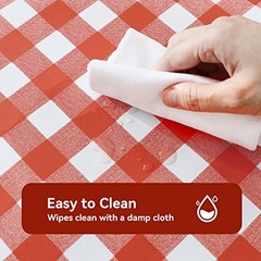 Rectangle Vinyl Tablecloth, 100% 52&Prime; x 70&Prime; (Rectangular) Red and White