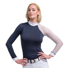 Cavalliera, New, Modern Dame show shirt, long sleeve, navy XL lace