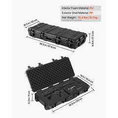 Uimoso Hard Rifle Case IP67 Waterproof Rifle Storage Case w/ Pre-cut Foam Black
