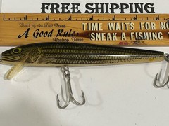 VINTAGE 7&Prime; FLOATING REBEL MINNOW THIS ONE IS SILIENT 1.6 OUNCE FISHING LURE