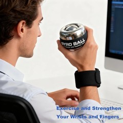 All-Metal Power Gyro Ball,Weighted Auto-Start Hand Wrist Forearm Trainer and