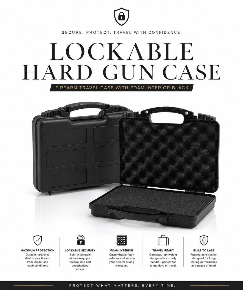 Pistol Handgun Gun Revolver Hard Case Bag Box Storage Lock Lockable Foam Carry