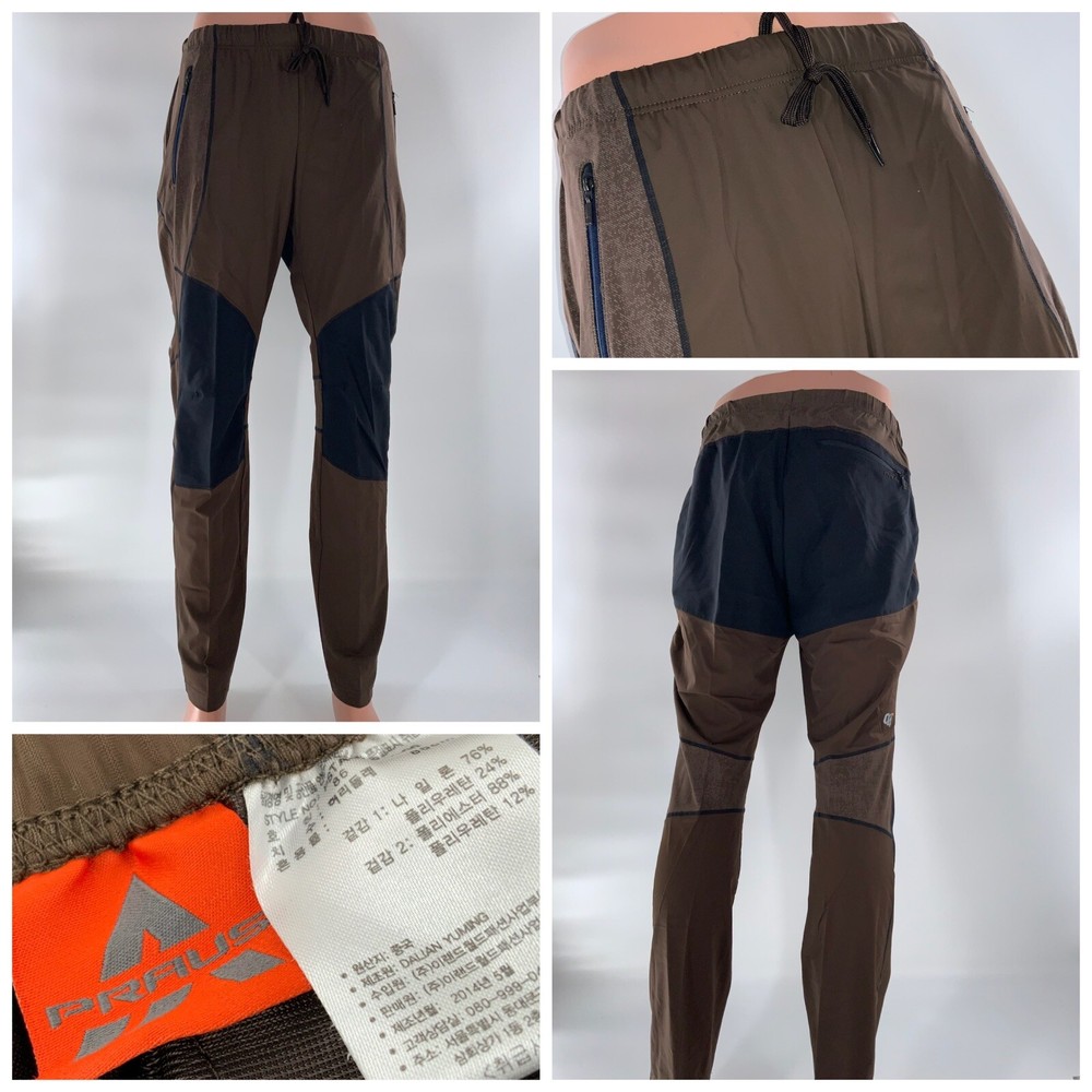 Praus Stretch Hiking Pants Men’s M Brown Black Nylon Elastane NWOT YGI B2-261