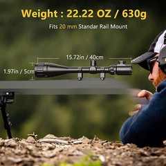 CVLIFE Rifle Scope 6-24×50 AOE Red & Green Illuminated Gun Scope w/ Free Mounts