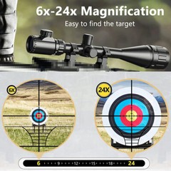 CVLIFE Rifle Scope 6-24×50 AOE Red & Green Illuminated Gun Scope w/ Free Mounts
