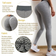 Women&rsquo;s Grid Yoga Pants Breathable Sport Gym Fitness Push Up High Waist Leggings