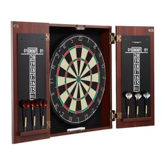 Dartboard and Cabinet Set Official Size Complete Accessory Steel Tip Dart