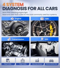 OBD2 Scanner with ABS SRS Transmission, Reset Fault Lights | Check Engine Code R