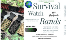 Handmade Black Army Green Adjustable Paracord Survival Band with Digital Watch
