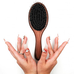Boar & Nylon Bristle Hair Brush, Detangling, All Hair Types, 9.5×3.1×1.6in Brown