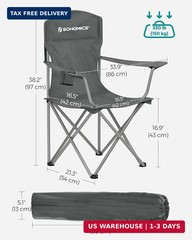 SONGMICS 2 Pack Folding Camping Chairs, 330 lb Capacity Folding Lawn Chairs, wit