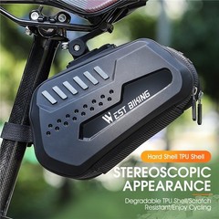 WEST BIKING Bicycle Saddle Bag Waterproof Hard Shell Bike Seat Tail Bag Black