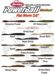 SALE – 3.6&Prime; Berkley PowerBait MaxScent Flat Worm Drop Shot Lure – Choose Color