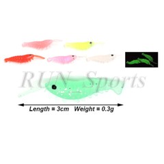50 PCS 3 cm Small Light Worm Fishing Lure Soft Grass Shrimp Bait Glow Prawn Carp