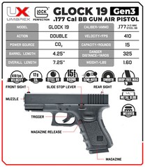 Umarex Glock 19 Gen 3 Air Pistol .177 Cal w/ BB Jug & CO2 Bundle (2255200)