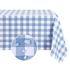 Rectangle Vinyl Tablecloth, 100% 54&Prime; x 78&Prime; (Rectangular) Light Blue Plaid