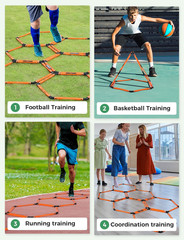 Hex Agility Rings (6 Set) with Carry Bag, Portable Hexagon Speed Rings for Footw