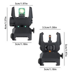 Foldable Iron Sights Flip-up Front and Rear Sight Fiber Optics Dual Aiming Mode